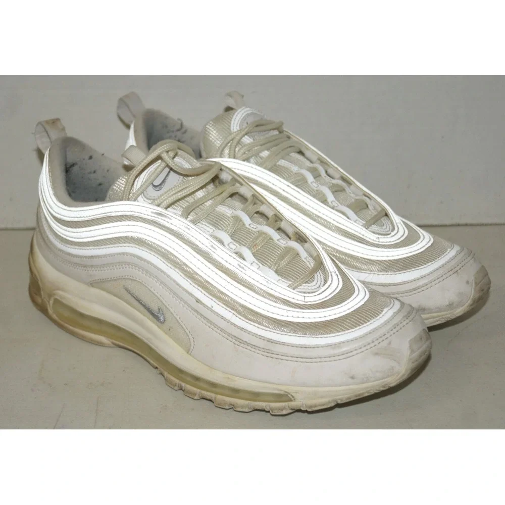 Nike Air Max 97 Triple White Wolf‎ Gray Men's Size 10 Sneakers Shoes 921826-101